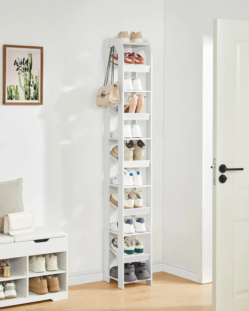 Vertikales Schuhregal in Weiß 11 Ebenen 29x25x186 cm