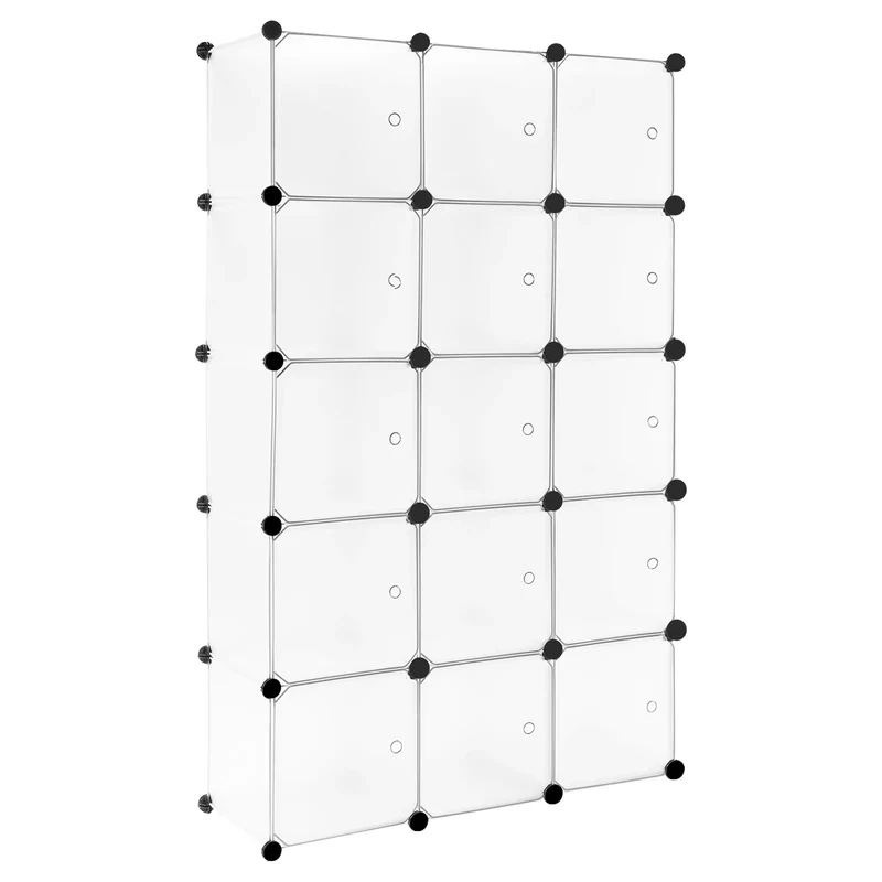 Modulares Schuhregal Weiß 15 Fächer 30x30 cm Schuhaufbewahrung