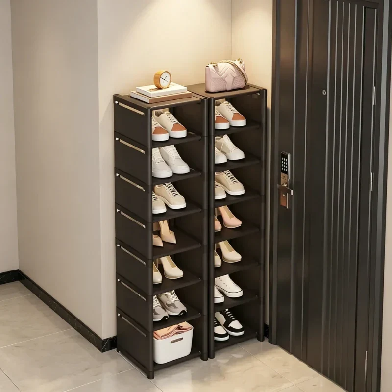 Stapelbares Schuhregal Schwarz 8 Ebenen 107x27x26 cm