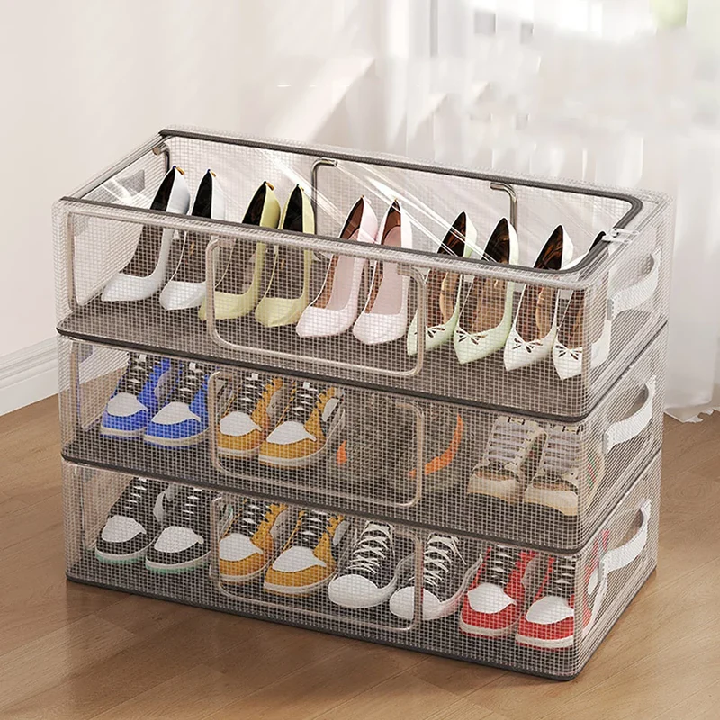 Transparente Schuhbox stapelbar – 40 × 30 cm, 15/21 cm hoch