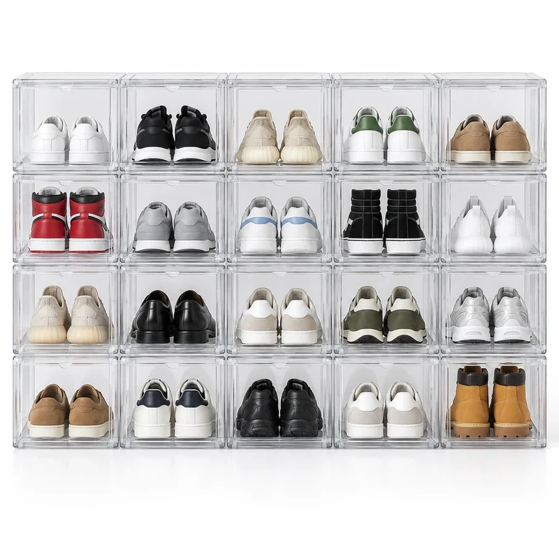 Transparente Schuhboxen 20er Set – 31 × 20 × 11 cm