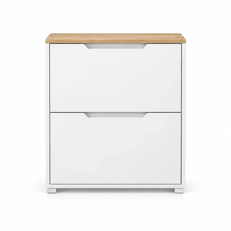Schuhschrank Schmal Weiß – 2 Klappen, 72 × 26 × 80 cm