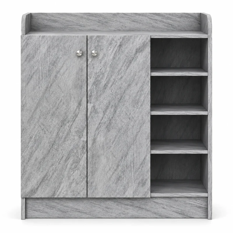 Schuhschrank Grau 83 cm – 4 Fächer für ca. 16 Paar