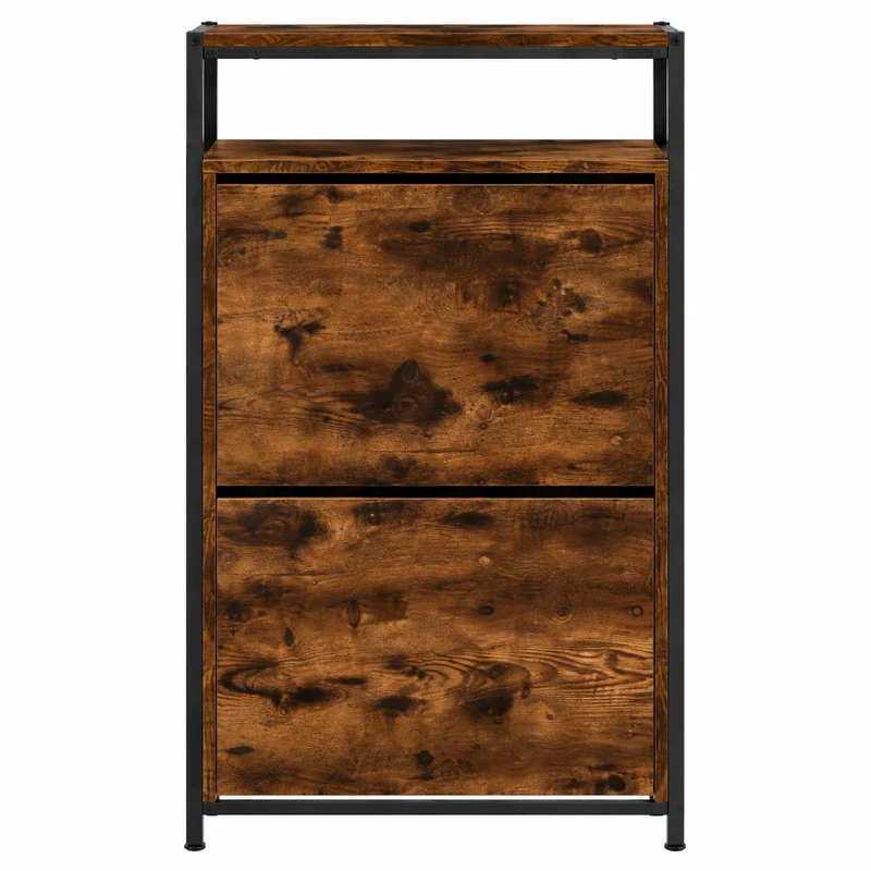 Schuhschrank mit 2 Klappen – 60 × 34 × 112 cm
